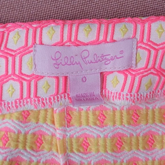 Lilly Pulitzer Lisa Short Hotty Pink Geo Jacquard Size 0 - Picture 7 of 8